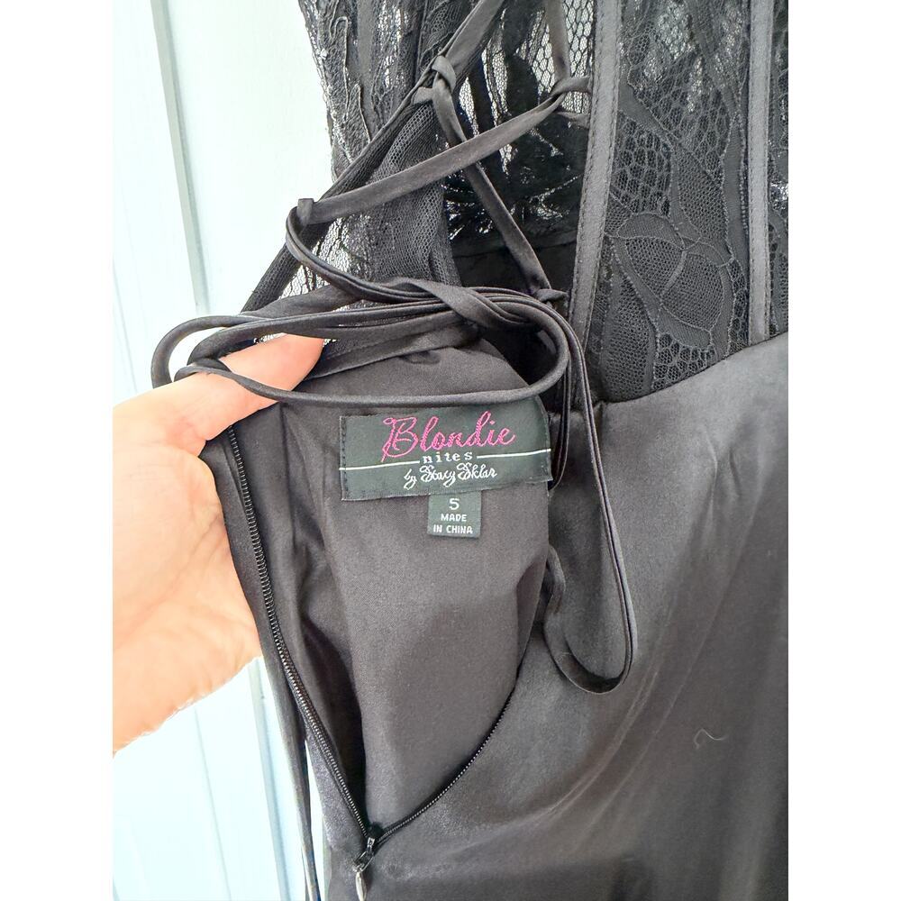 Y2K Corset Whimsigoth/Whimsygoth Black Satin Gown - Picture 5 of 7